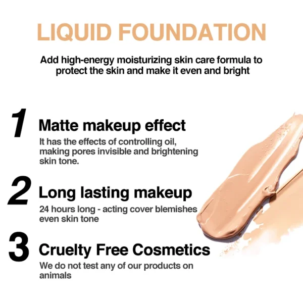 High Coverage Matte Waterproof Pressed Powder Foundation – Long-Lasting, Brightening Effect - Image 5