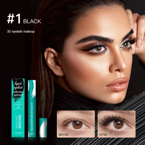 Waterproof Long Curl Mascara – Smudge-Proof & Sweat-Resistant with Natural Lash Lift (Green Tube) - Image 5