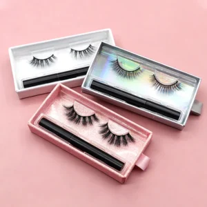 5D Faux Mink Eyelash Kit with Collagen Bionic Adhesive Eyeliner Pen – 25mm Luxury Handmade Lashes