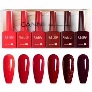 CANNI 6-Piece Hema-Free UV Gel Nail Polish Kit – 9ml Each (Base, Top, Matte Top, Primer, Dehydrator + Color Gels)
