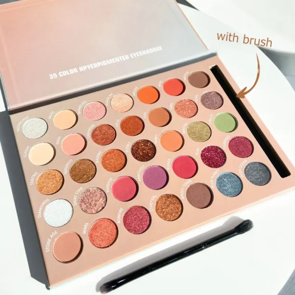 Vegan 35-Color Highly Pigmented Eyeshadow Palette – Matte, Shimmer & Glitter Mix - Image 3
