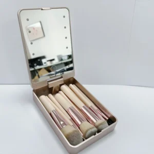 New 14PCS Travel Makeup Brush Set with LED Mirror Case