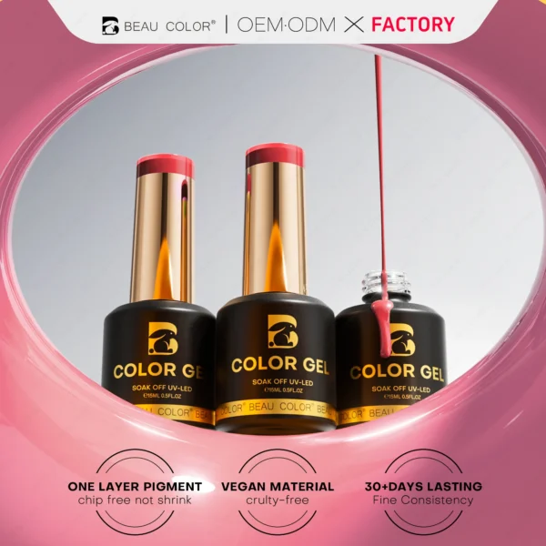 Beau Color 36-Color High-Pigment Gel Nail Polish Collection – Nude, Pink & Seasonal Shades (9ml Bottles) - Image 4