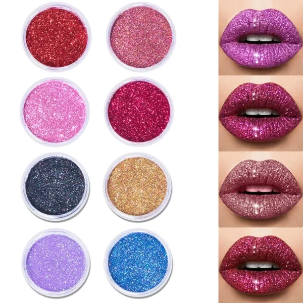Glitter Lip Kit – Waterproof Vegan Clear Lip Primer with Glitter Powder & Dual Brush (Apple Vanilla Scent) - Image 3