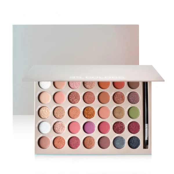 Vegan 35-Color Highly Pigmented Eyeshadow Palette – Matte, Shimmer & Glitter Mix