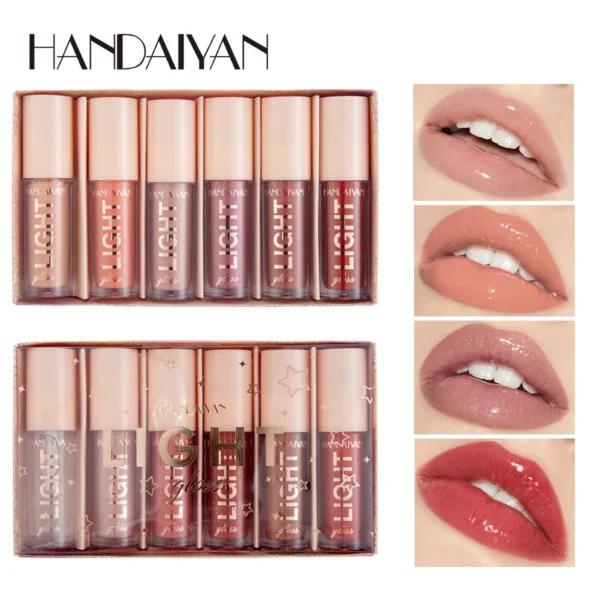 Handaiyan Vegan Matte Lip Gloss Kit – Hydrating, Long-Lasting Finish (6 Colors) - Image 4