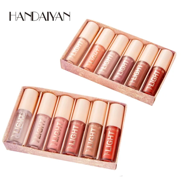 Handaiyan Vegan Matte Lip Gloss Kit – Hydrating, Long-Lasting Finish (6 Colors) - Image 7