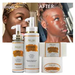All-in-One Vitamin C Brightening & Hydrating Skincare Set – 4-in-1 Anti-Dark Spot, Anti-Wrinkle & Skin Lightening Care
